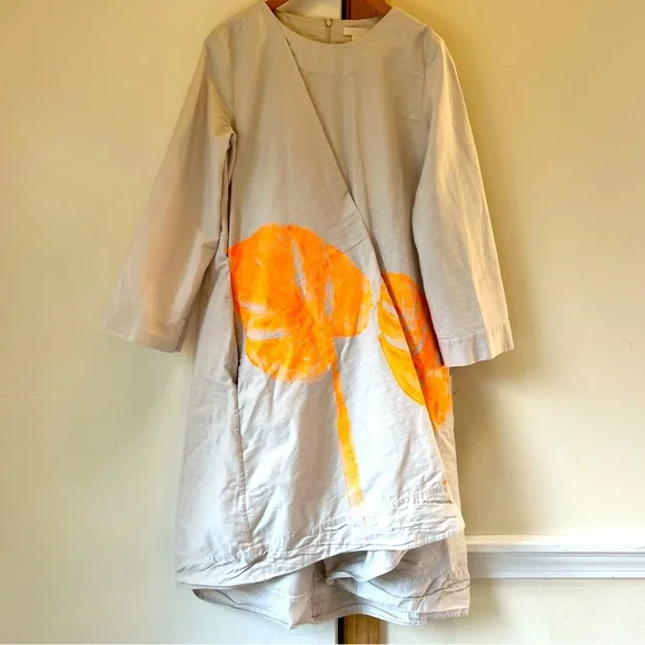 COS | Asymmetric Pleat Long Sleeve Abstract Dress Size 10, artful painting - Picture 2 of 8